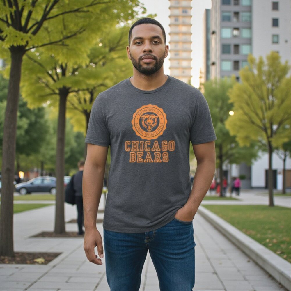 Men's Chicago Bears NFL Football Navy-Gray Short Sleeve Tee